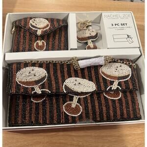 Rachel Zoe Beaded Clutch Set with Espresso Martini Design